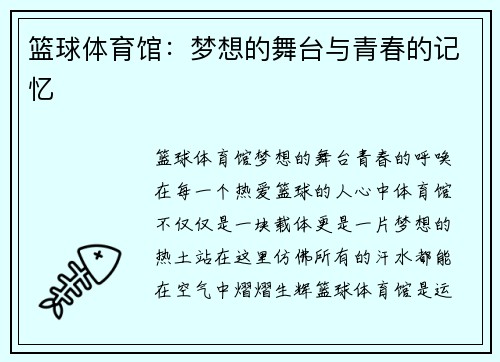 篮球体育馆：梦想的舞台与青春的记忆